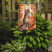 Load image into Gallery viewer, Ocicat Fall Garden Flag - Cat in Fall Leaves - Cat-Themed Seasonal Yard Decor