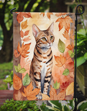 Load image into Gallery viewer, Ocicat Fall Garden Flag - Cat in Fall Leaves - Cat-Themed Seasonal Yard Decor