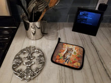 Load image into Gallery viewer, Ocicat Cat in Fall Leaves Pot Holders - Set of 2 Decorative Kitchen Helpers | Made in the USA