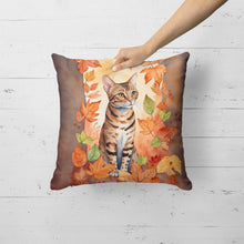 Load image into Gallery viewer, Ocicat Cat in Fall Leaves Throw Pillow