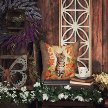 Load image into Gallery viewer, Ocicat Cat in Fall Leaves Throw Pillow