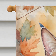 Load image into Gallery viewer, Ojos Azules Cat in Fall Leaves House Flag