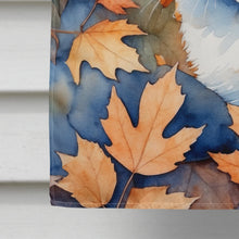 Load image into Gallery viewer, Ojos Azules Cat in Fall Leaves House Flag