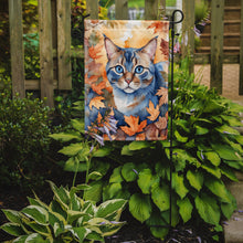 Load image into Gallery viewer, Ojos Azules Fall Garden Flag - Cat in Fall Leaves - Cat-Themed Seasonal Yard Decor