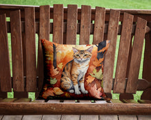Load image into Gallery viewer, Oregon Rex Cat in Fall Leaves Throw Pillow - 14x14 Decorative Pillow – Art for Your Home &amp; Patio
