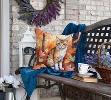 Load image into Gallery viewer, Oregon Rex Cat in Fall Leaves Throw Pillow