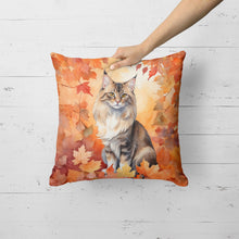 Load image into Gallery viewer, Oriental Longhair Cat in Fall Leaves Throw Pillow