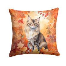 Load image into Gallery viewer, Oriental Longhair Cat in Fall Leaves Throw Pillow