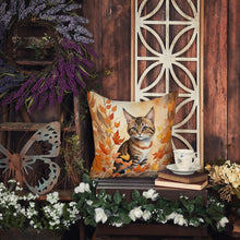 Load image into Gallery viewer, Owyhee Bob Cat in Fall Leaves Throw Pillow
