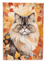 Load image into Gallery viewer, Persian Cat in Fall Leaves House Flag