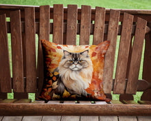 Load image into Gallery viewer, Persian Cat in Fall Leaves Throw Pillow - 14x14 Decorative Pillow – Art for Your Home &amp; Patio