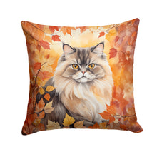Load image into Gallery viewer, Persian Cat in Fall Leaves Throw Pillow