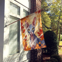 Load image into Gallery viewer, Peterbald Cat in Fall Leaves House Flag