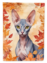 Load image into Gallery viewer, Peterbald Cat in Fall Leaves House Flag