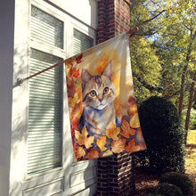 Load image into Gallery viewer, Raas Cat in Fall Leaves House Flag