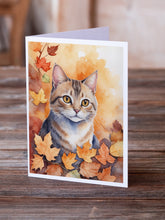 Load image into Gallery viewer, Raas Cat in Fall Leaves Greeting Cards - Blank Note Cards – 8-Pack of Artist-Designed Cards with Envelopes