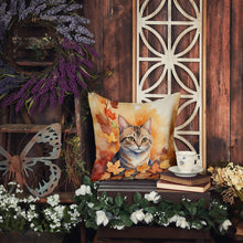 Load image into Gallery viewer, Raas Cat in Fall Leaves Throw Pillow