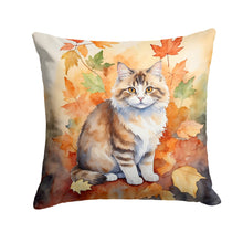 Load image into Gallery viewer, Ragamuffin Cat in Fall Leaves Throw Pillow