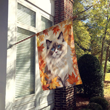 Load image into Gallery viewer, Ragdoll Cat in Fall Leaves House Flag