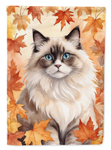 Load image into Gallery viewer, Ragdoll Fall Garden Flag - Cat in Fall Leaves - Cat-Themed Seasonal Yard Decor