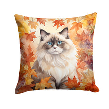 Load image into Gallery viewer, Ragdoll Cat in Fall Leaves Throw Pillow - 14x14 Decorative Pillow – Art for Your Home &amp; Patio