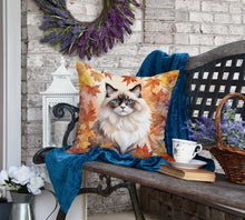 Load image into Gallery viewer, Ragdoll Cat in Fall Leaves Throw Pillow
