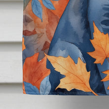 Load image into Gallery viewer, Russian Blue Cat in Fall Leaves House Flag