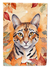 Load image into Gallery viewer, Safari Cat Fall Garden Flag - Cat in Fall Leaves - Cat-Themed Seasonal Yard Decor