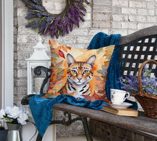 Load image into Gallery viewer, Safari Cat in Fall Leaves Throw Pillow