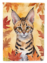 Load image into Gallery viewer, Savannah Cat in Fall Leaves House Flag