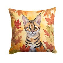 Load image into Gallery viewer, Savannah Cat in Fall Leaves Throw Pillow