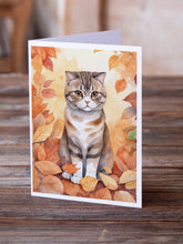 Load image into Gallery viewer, Scottish Fold Cat in Fall Leaves Greeting Cards - Blank Note Cards – 8-Pack of Artist-Designed Cards with Envelopes