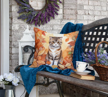 Load image into Gallery viewer, Scottish Fold Cat in Fall Leaves Throw Pillow