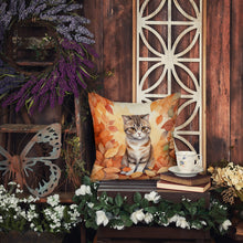 Load image into Gallery viewer, Scottish Fold Cat in Fall Leaves Throw Pillow