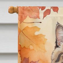 Load image into Gallery viewer, Selkirk Rex Cat in Fall Leaves House Flag