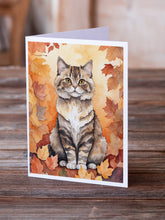 Load image into Gallery viewer, Selkirk Rex Cat in Fall Leaves Greeting Cards - Blank Note Cards – 8-Pack of Artist-Designed Cards with Envelopes