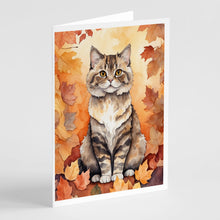 Load image into Gallery viewer, Selkirk Rex Cat in Fall Leaves Greeting Cards - Blank Note Cards – 8-Pack of Artist-Designed Cards with Envelopes