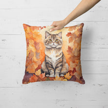 Load image into Gallery viewer, Selkirk Rex Cat in Fall Leaves Throw Pillow