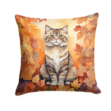 Load image into Gallery viewer, Selkirk Rex Cat in Fall Leaves Throw Pillow