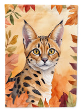 Load image into Gallery viewer, Serengeti Cat in Fall Leaves House Flag