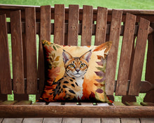Load image into Gallery viewer, Serengeti Cat in Fall Leaves Throw Pillow - 14x14 Decorative Pillow – Art for Your Home &amp; Patio