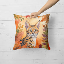 Load image into Gallery viewer, Serengeti Cat in Fall Leaves Throw Pillow