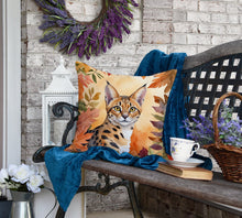Load image into Gallery viewer, Serengeti Cat in Fall Leaves Throw Pillow