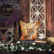 Load image into Gallery viewer, Serengeti Cat in Fall Leaves Throw Pillow
