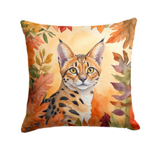Load image into Gallery viewer, Serengeti Cat in Fall Leaves Throw Pillow