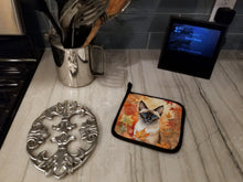 Load image into Gallery viewer, Siamese Cat in Fall Leaves Pot Holders - Set of 2 Decorative Kitchen Helpers | Made in the USA