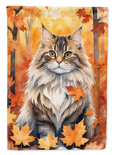 Load image into Gallery viewer, Siberian Cat Fall Garden Flag - Cat in Fall Leaves - Cat-Themed Seasonal Yard Decor