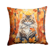 Load image into Gallery viewer, Siberian Cat in Fall Leaves Throw Pillow - 14x14 Decorative Pillow – Art for Your Home &amp; Patio