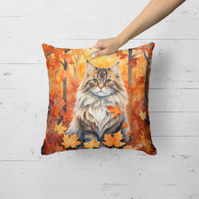 Load image into Gallery viewer, Siberian Cat in Fall Leaves Throw Pillow