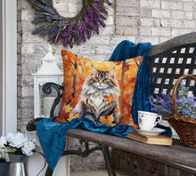 Load image into Gallery viewer, Siberian Cat in Fall Leaves Throw Pillow